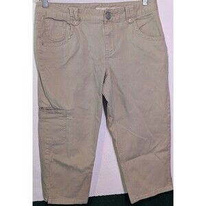 DKNY Capri Pants Women's Size 12 (35x20) Beige Stretch Mid-Rise (820m)